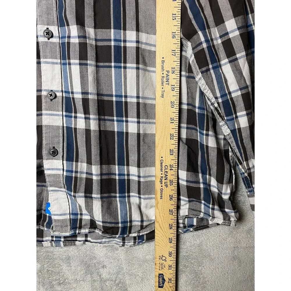 Columbia Mens XL Plaid Button-Up Shirt Grey Long Sleeve